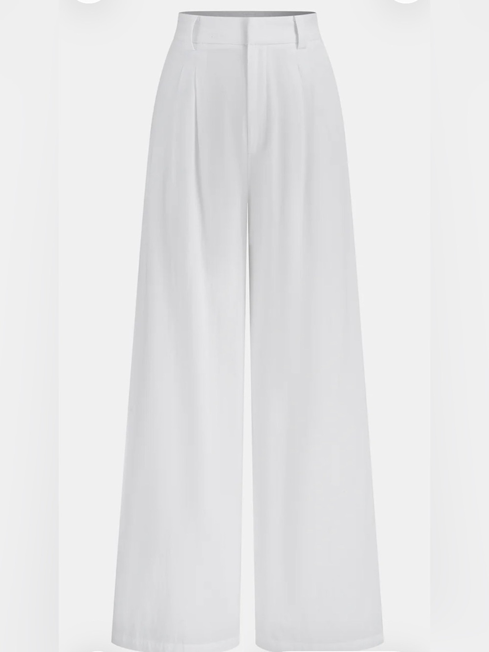 Commense White Wide-Leg High Waist Trousers